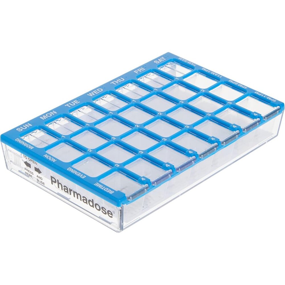 Weekly 7-Day Pill Case, Medicine Planner, Vitamin Organizer Box, Small Compartme